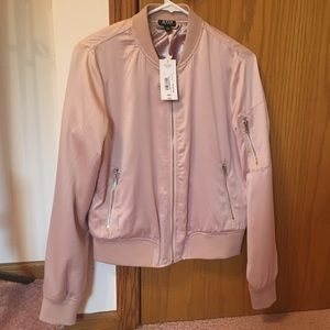 Pink Satin Bomber Jacket